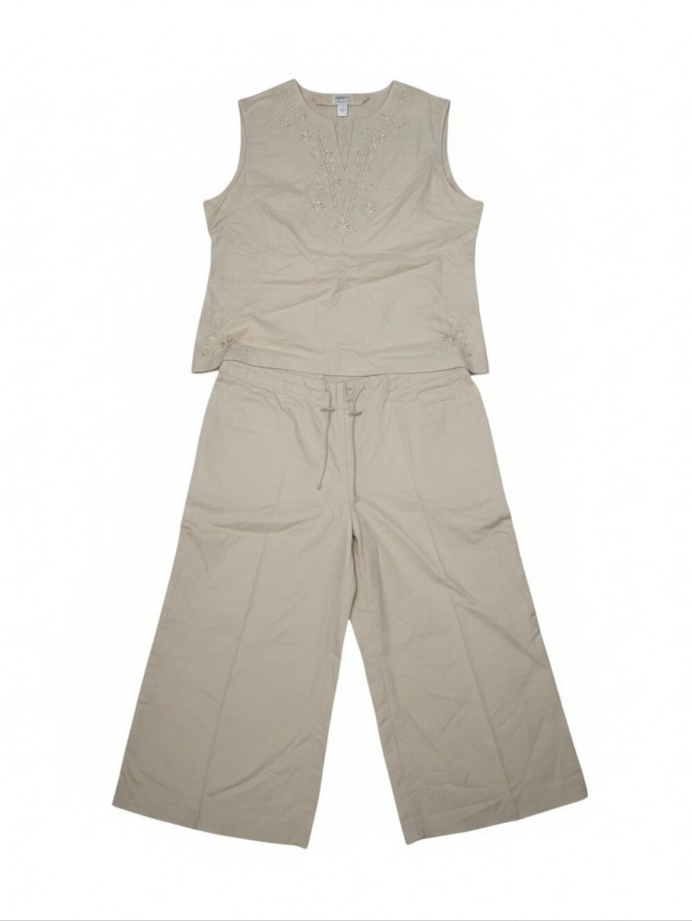 Sherry Collection Relaxed Drawstring Crop Pants & Sleeveless Top, Size 2X - Picture 2 of 3